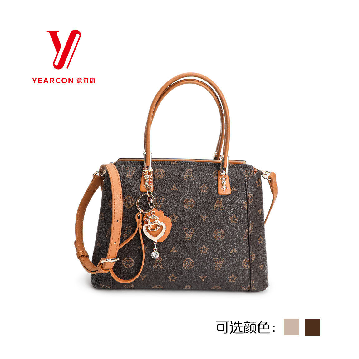 意尔康2024春季新款女包时尚复古印花手提单肩斜挎妈妈包s1y28067