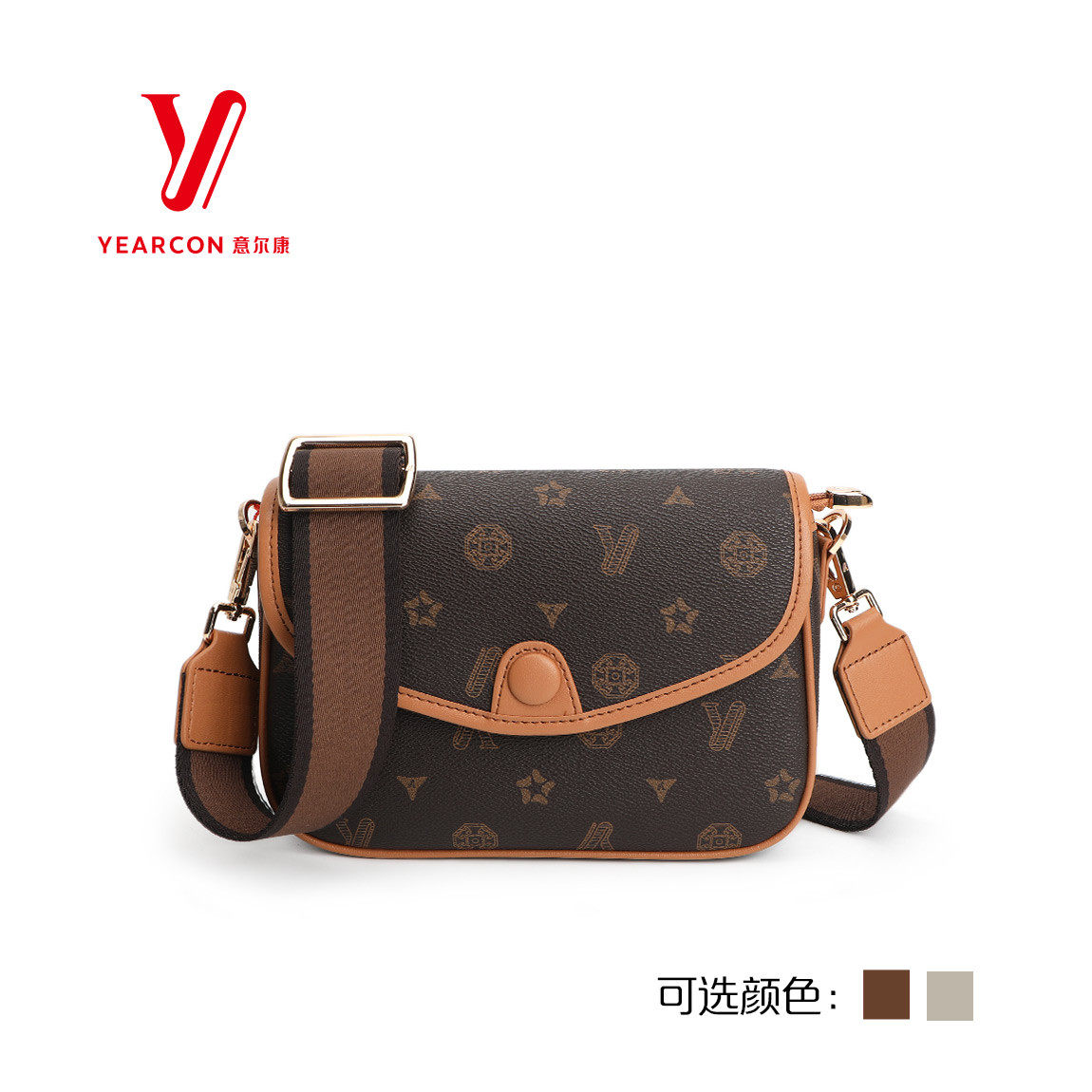 意尔康2024春季新款女包复古印花小方包单肩斜挎腋下包s1y22816