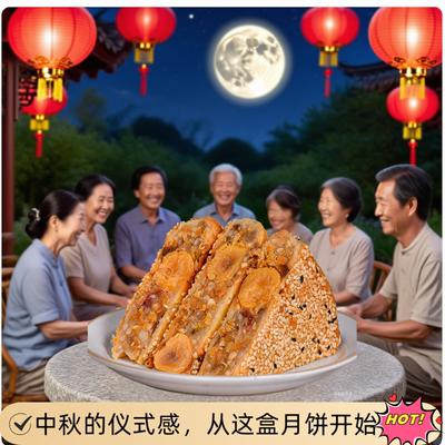 温州特产桥墩中秋大月饼芝麻老式手工肉松蛋黄鲜肉五仁团购礼盒装