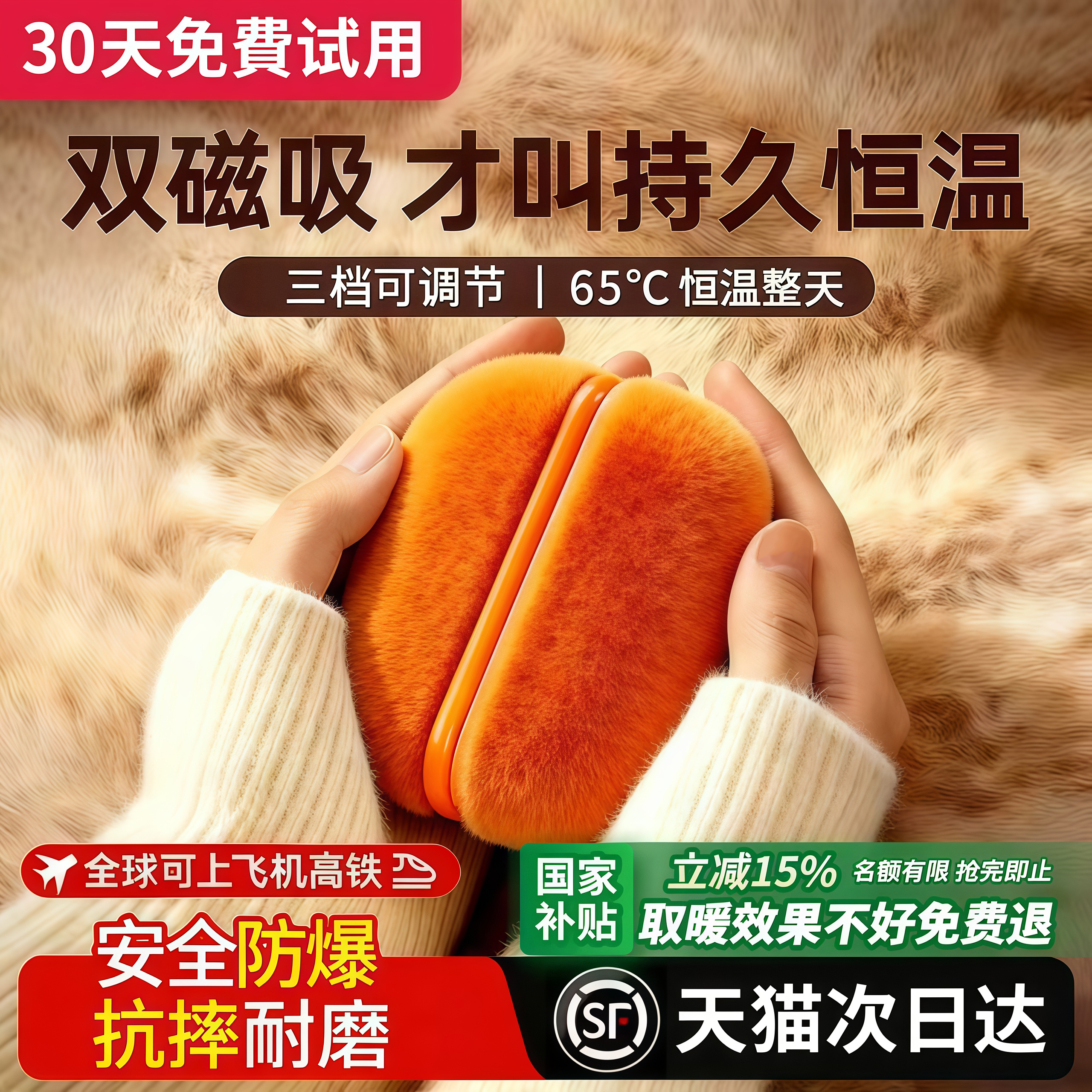 2025新款圣诞暖手宝手握式3C认证