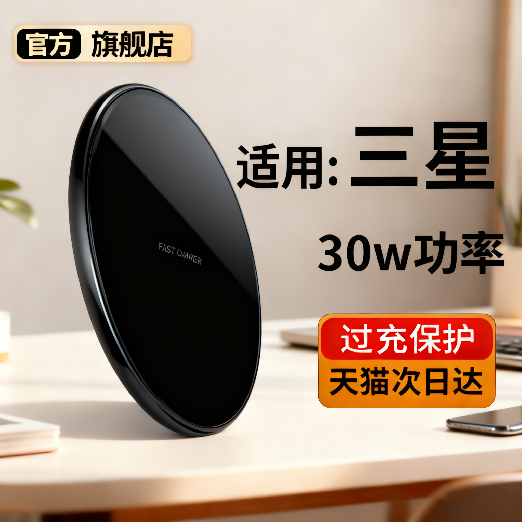 适用三星无线充电器30W手机s23/22ultra/zflip5