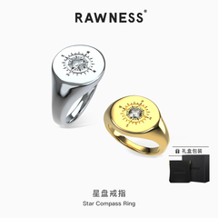 RAWNESS 镶钻罗盘戒指男复古个性钛钢对戒嘻哈潮流男女
