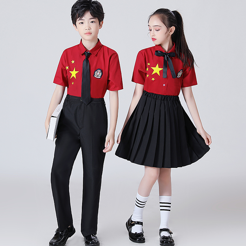 少年中国说演出服六一儿童节红色合唱比赛礼服女孩朗诵表演服装男