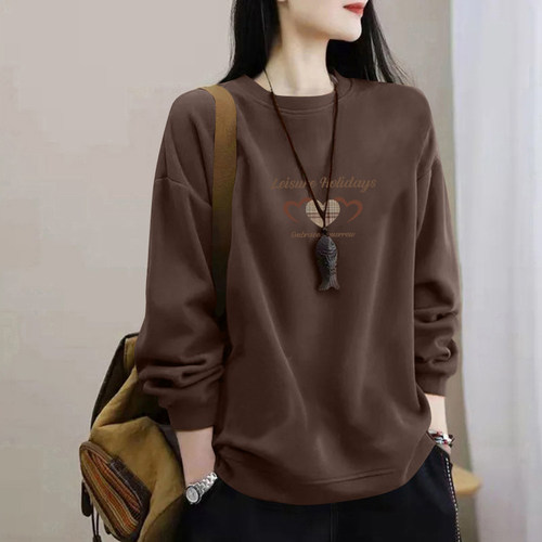 纯棉时尚印花长袖卫衣女