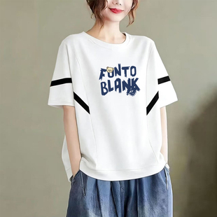 显瘦休闲印花短袖 外贸出口正品 大码 t恤女夏季 上衣 100%纯棉蝙蝠衫