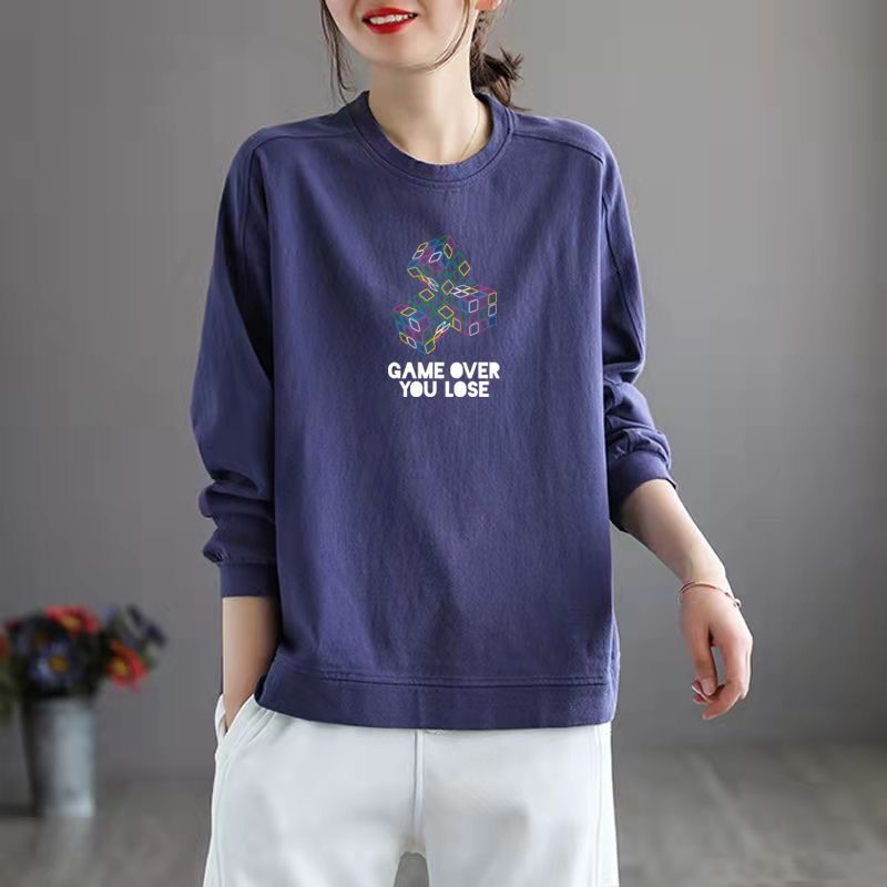 外贸出口纯棉卫衣女休闲显瘦上衣