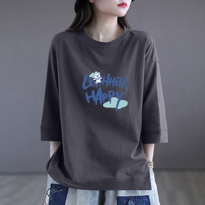 100%纯棉七分袖显瘦t恤女