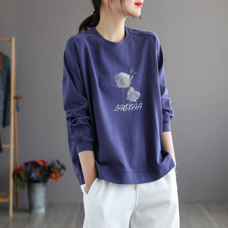 纯棉时尚长袖印花卫衣女