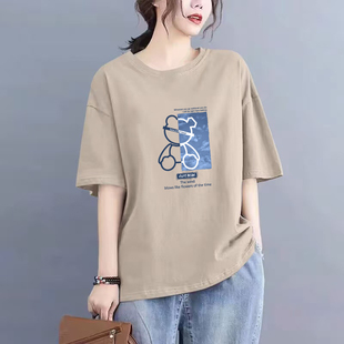遮肉显瘦休闲上衣 外贸原单品牌清仓女装 纯棉时尚 印花短袖 t恤夏装