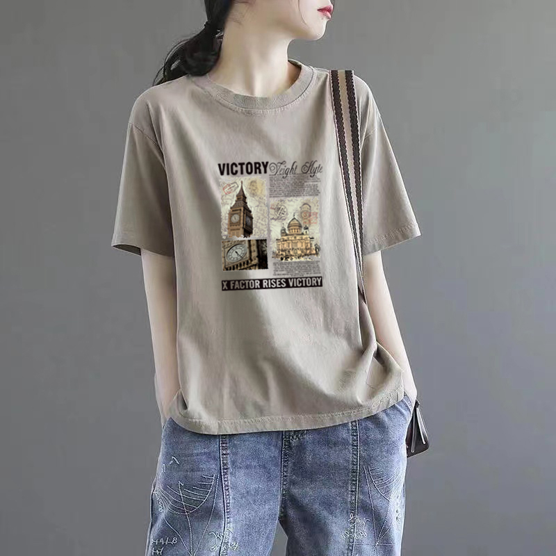 外贸出口女装纯棉显瘦版型t恤衫