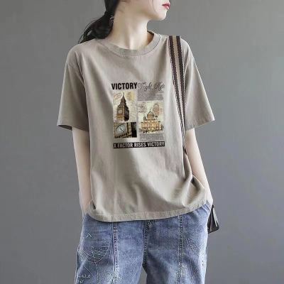 外贸出口女装纯棉显瘦版型t恤衫