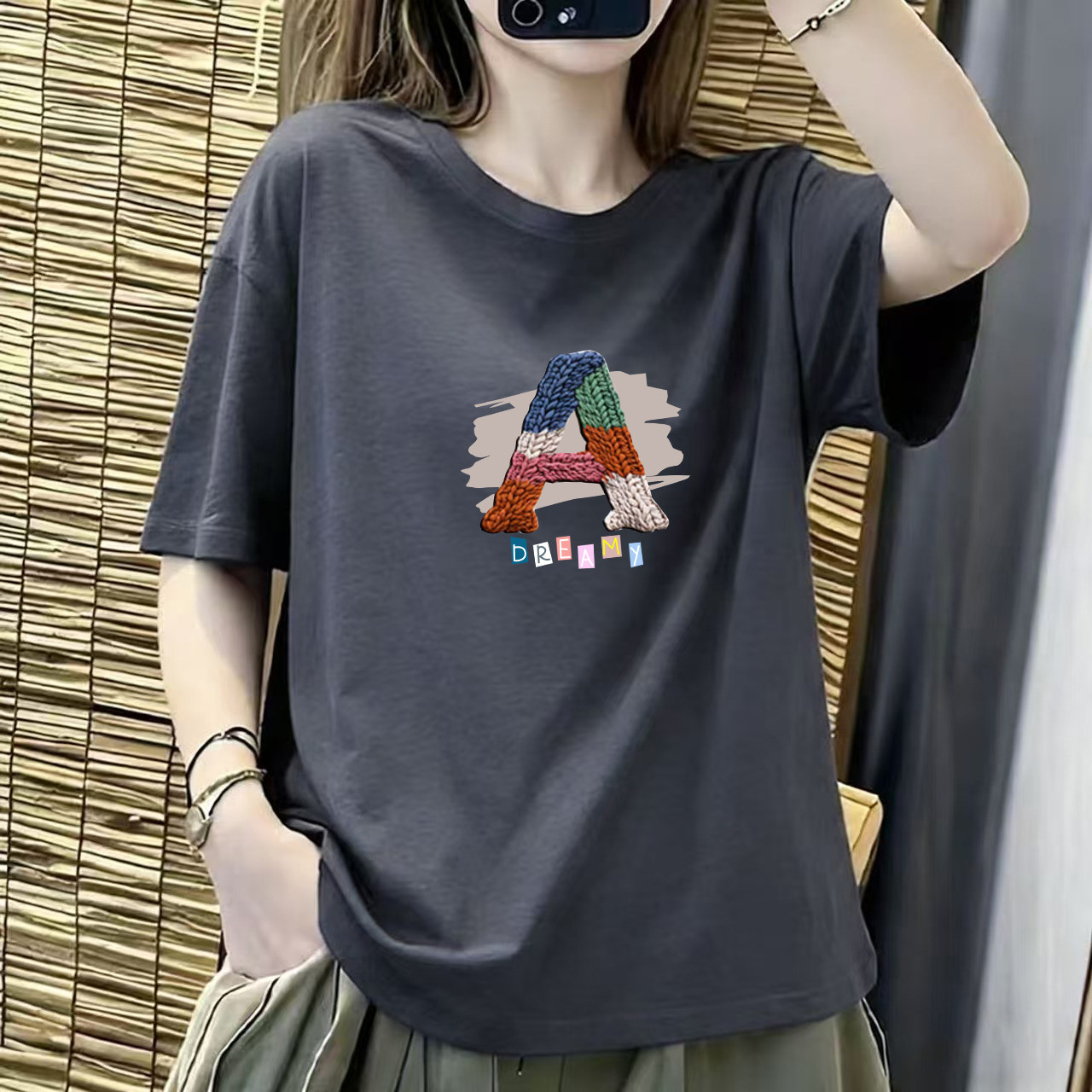 100%纯棉短袖印花t恤女