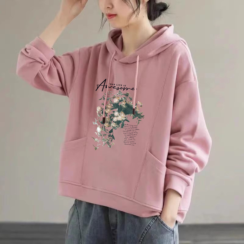 纯棉连帽长袖卫衣女春秋