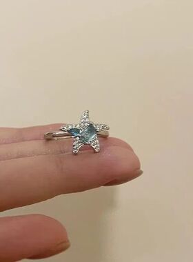法式设计感精致马眼橄榄绿锆石重工时髦开口戒时髦女指环红色新品
