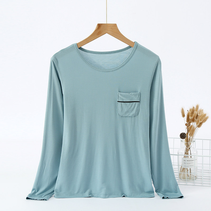 봄과 가을 새 모델 모달 긴 소매 여성 속옷 솔리드 컬러 얇은 대형 가을 옷 느슨하고 다목적 티셔츠 여성상의