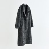 格雷骆马绒羊毛呢宽肩廓形大衣女秋冬气质西装 外套中长垫肩雪花灰