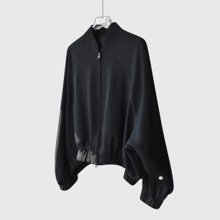 宽松藏肉踩准时髦100%醋酸短款 高级感棒球服 夹克外套女春秋蝙蝠袖