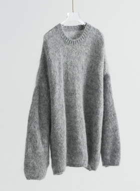 松弛感拉满 马海毛羊绒针织毛衣女秋冬慵懒宽松软糯高级灰超好看