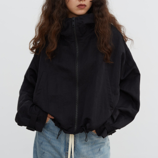 防水日本秋冬高级感厚黑飞行夹克外套女小个子宽松廓形短款 冲锋衣
