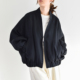 新款 随性自由松弛感 小立领100%醋酸截短夹克外套女春秋蝙蝠袖 黑C