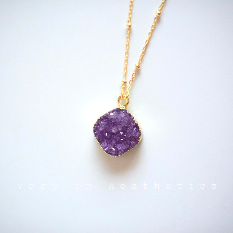 VIA途经个性小众水晶薰衣草香芋紫色菱形珠链女友礼物锁骨链项链|ruв категории Украшения,ювелирные изделия, ожерелье - от Buy2taobao.com для оказания профессиональной услуги покупки агента Taobao