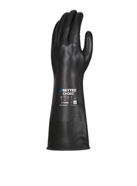 Skytec SKG00076BH CH302 黑色天然橡胶耐化学手套 L 尺寸天然橡