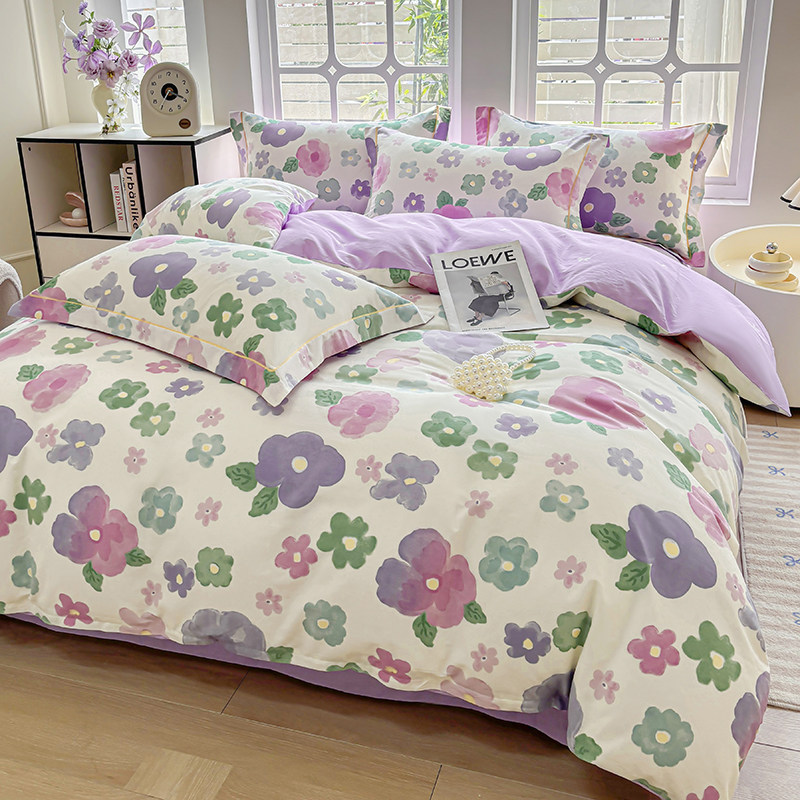 全棉纯棉小清新床上三四件套田园女士碎花被套床笠款定制学生宿舍