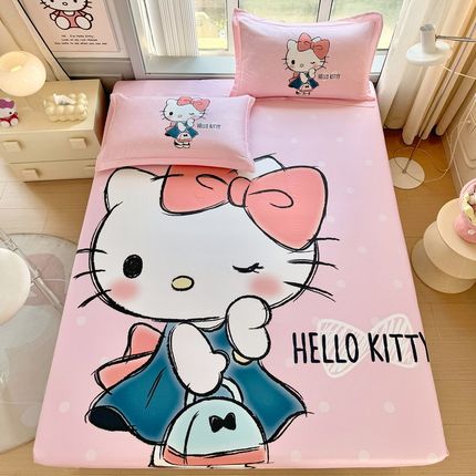 HelloKitty床笠单件0.9纯全棉女孩上下铺床垫保护套罩1.35m三丽鸥