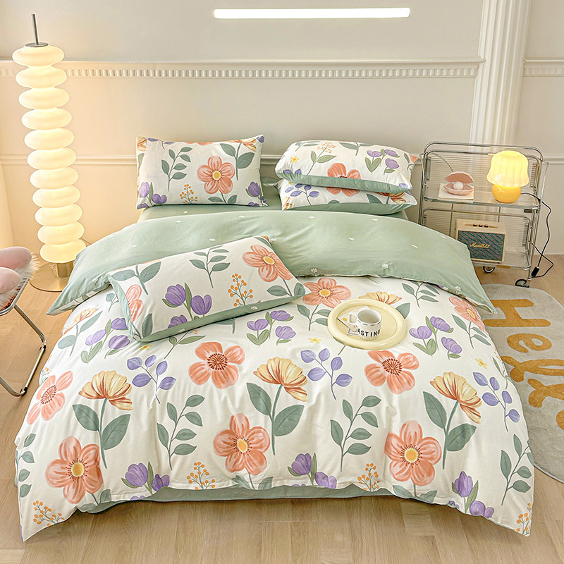 床上三四件套纯全棉180x220240被套家用民宿宾馆田园床品定制床笠