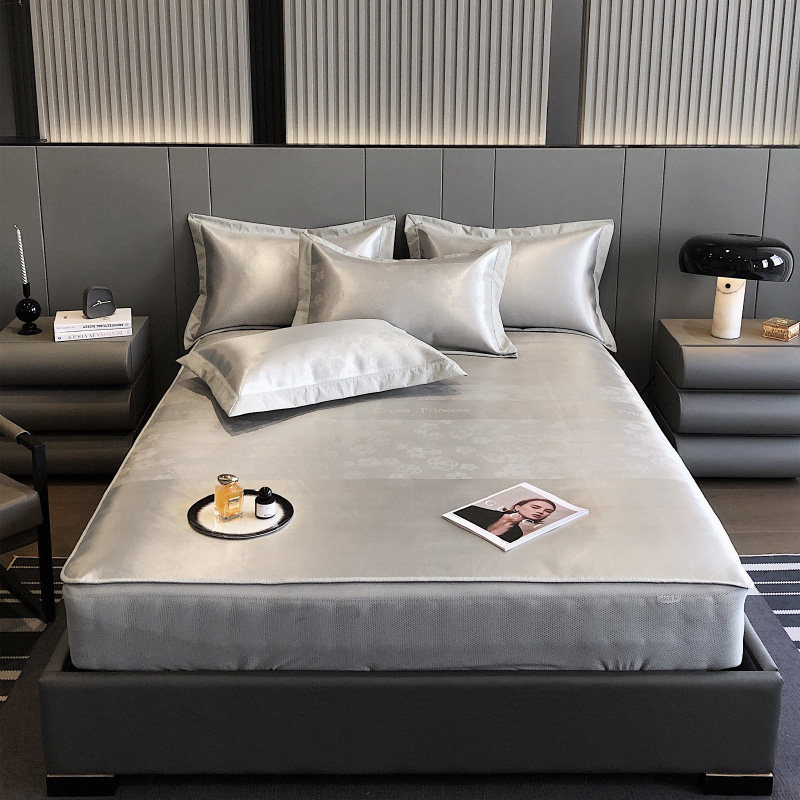 高档轻奢简约冰炭席提花冰丝席床笠款1.5m1.8m2.0米双人空调席子