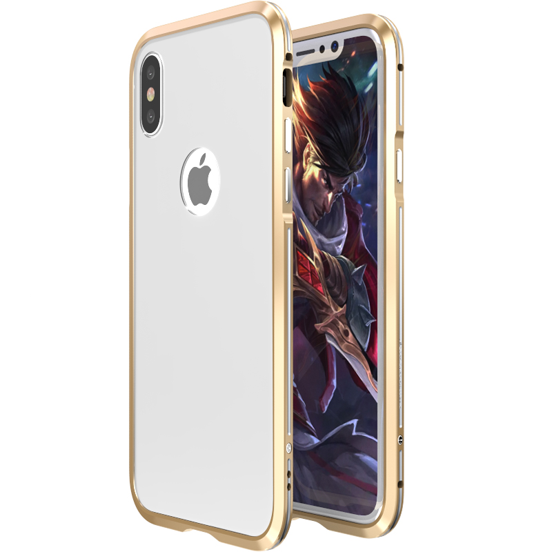 Luphie Bi-Color Blade Sword Slim Light Aluminum Bumper Frosted PC Back Cover Case for Apple iPhone X
