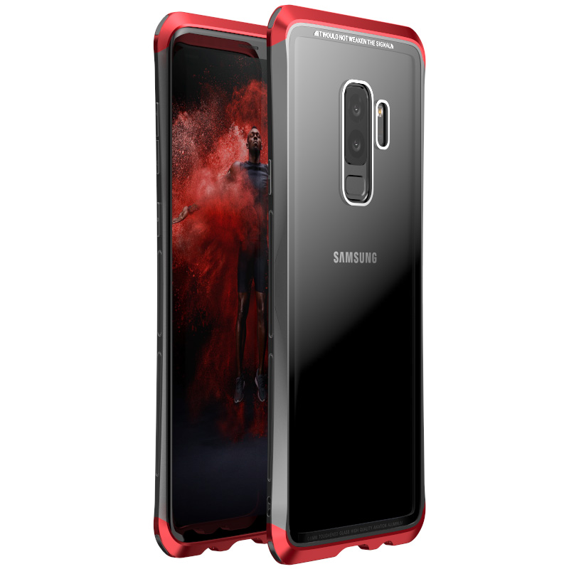 Luphie Nunchaku Airframe Metal Frame Air Barrier Tempered Glass Back Case Cover for Samsung Galaxy S9 Plus & Samsung Galaxy S9