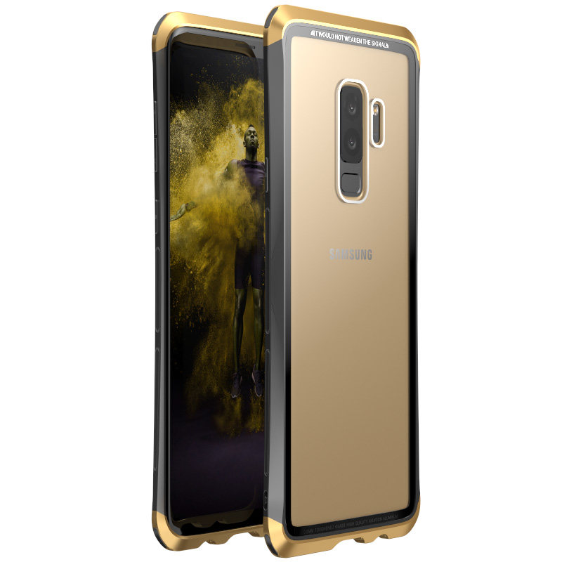 Luphie Nunchaku Airframe Metal Frame Air Barrier Tempered Glass Back Case Cover for Samsung Galaxy S9 Plus & Samsung Galaxy S9