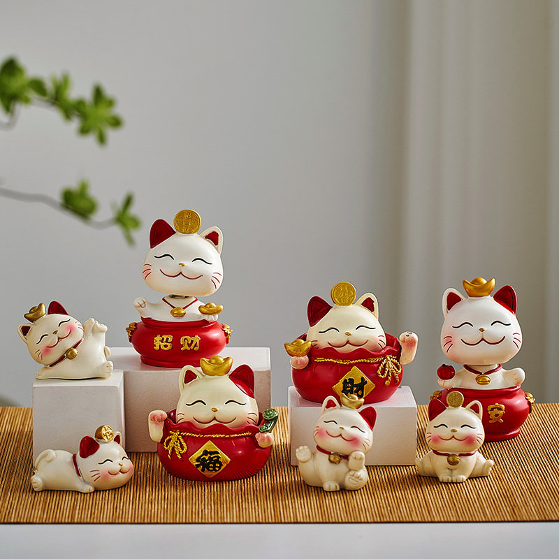 可爱招财猫小摆件客厅玄关家居装饰品创意办公室桌面摆设开业礼物