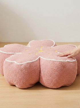 手工编织花朵毛绒飘窗垫