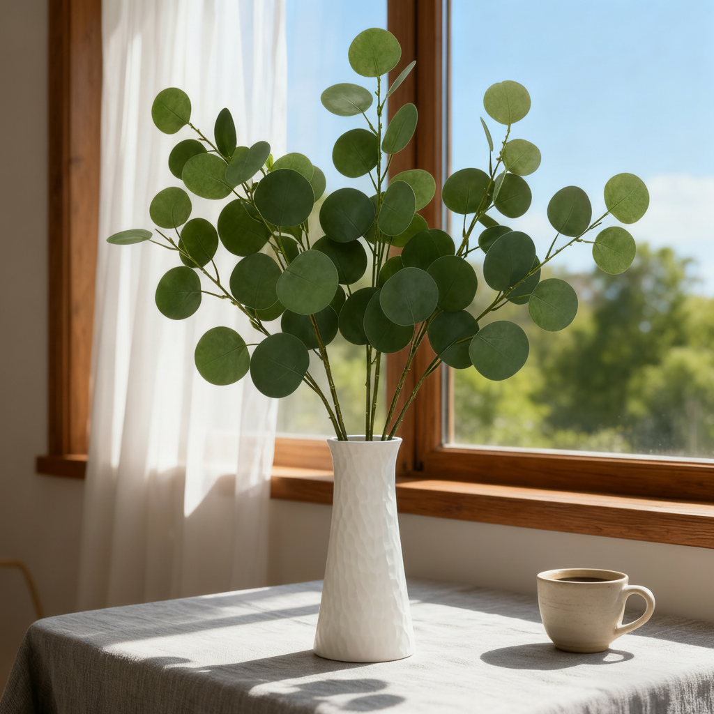 简约北欧风绿叶花瓶桌面摆件家居装饰白瓷花器客厅卧室,家居饰品,桌面摆件,淘宝优惠券,粉丝福利购,淘宝优惠卷