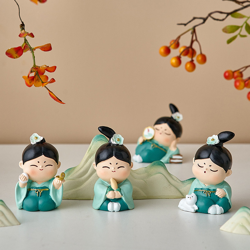 唐朝仕女古风可爱创意办公室桌面工位装饰品小摆件送同事生日礼物