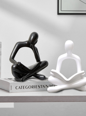 抽象摆件高级感艺术人物看书坐姿创意电视酒柜玄关家居高档装饰品