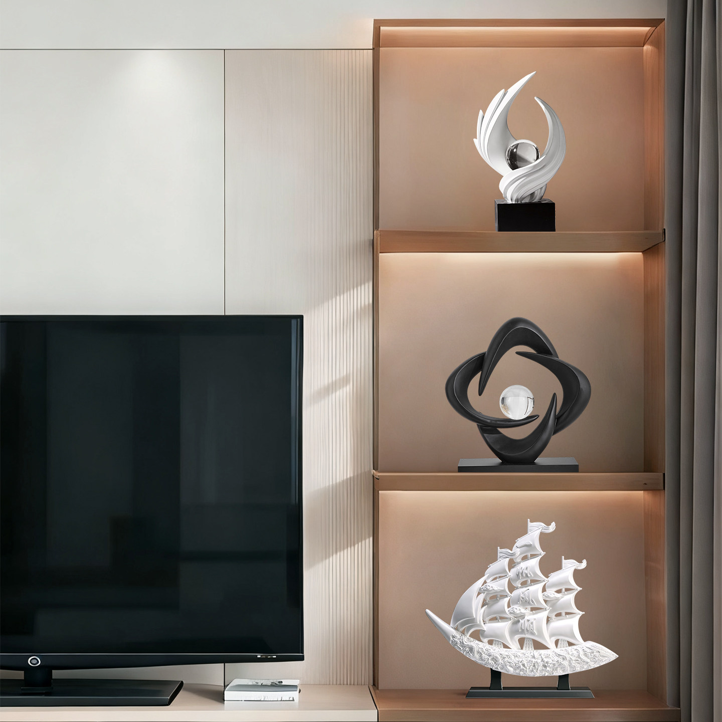 轻奢高档电视柜餐边柜壁龛摆件现代简约客厅酒柜装饰品高级感小众,家居饰品,家饰软装搭配套装,淘宝优惠券,粉丝福利购,淘宝优惠卷