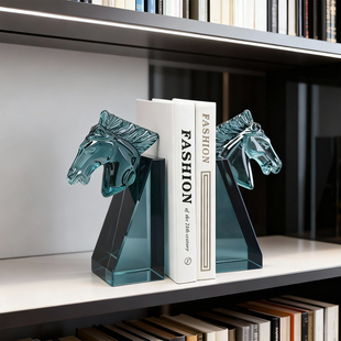 创意马头造型书挡摆件北欧轻奢透明树脂书房装饰品书立