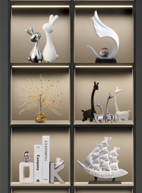 轻奢高档餐边玻璃柜装饰品套装