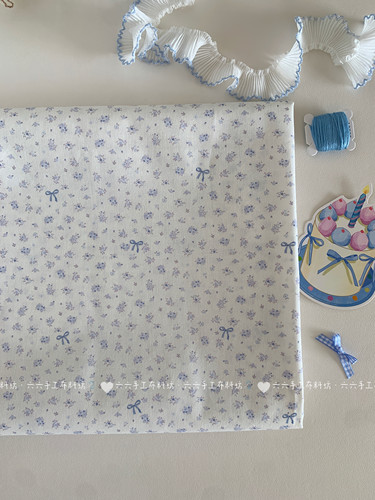 全棉40支印花布韩系少女ins小碎花蝴蝶结家居服发饰童装布diy布料