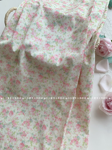全棉40支印花布复古清新夏日碎花玫瑰服装发饰包包发圈手工diy布