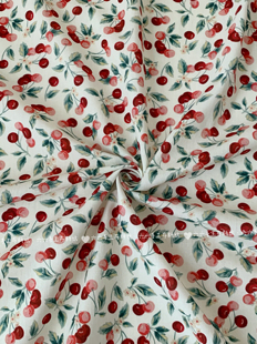 全棉40支印花面料樱桃碎花拼布连衣裙女装发饰家居服手工diy布料