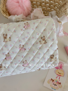 全棉印花菱格绗棉布料可爱卡通碎花小狗面料发饰服装 包包手工diy