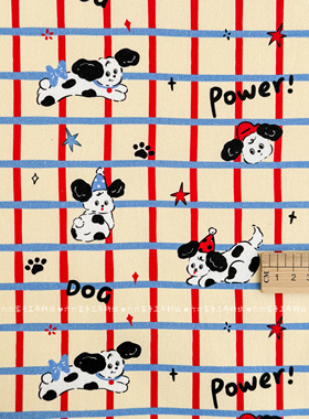 全棉可爱卡通狗八安帆布印花布料 手工DIY杯垫外套马甲包包帆布包