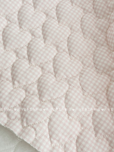 六六家全棉印花绗棉布料粉色小格子爱心面料家居服发饰童装包包