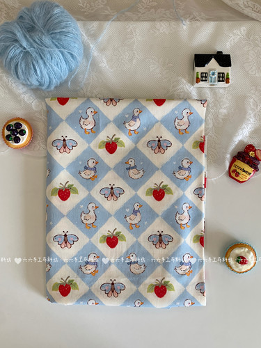 全棉40支可爱卡通草莓鸭子印花布家居服发饰童装装饰diy布料