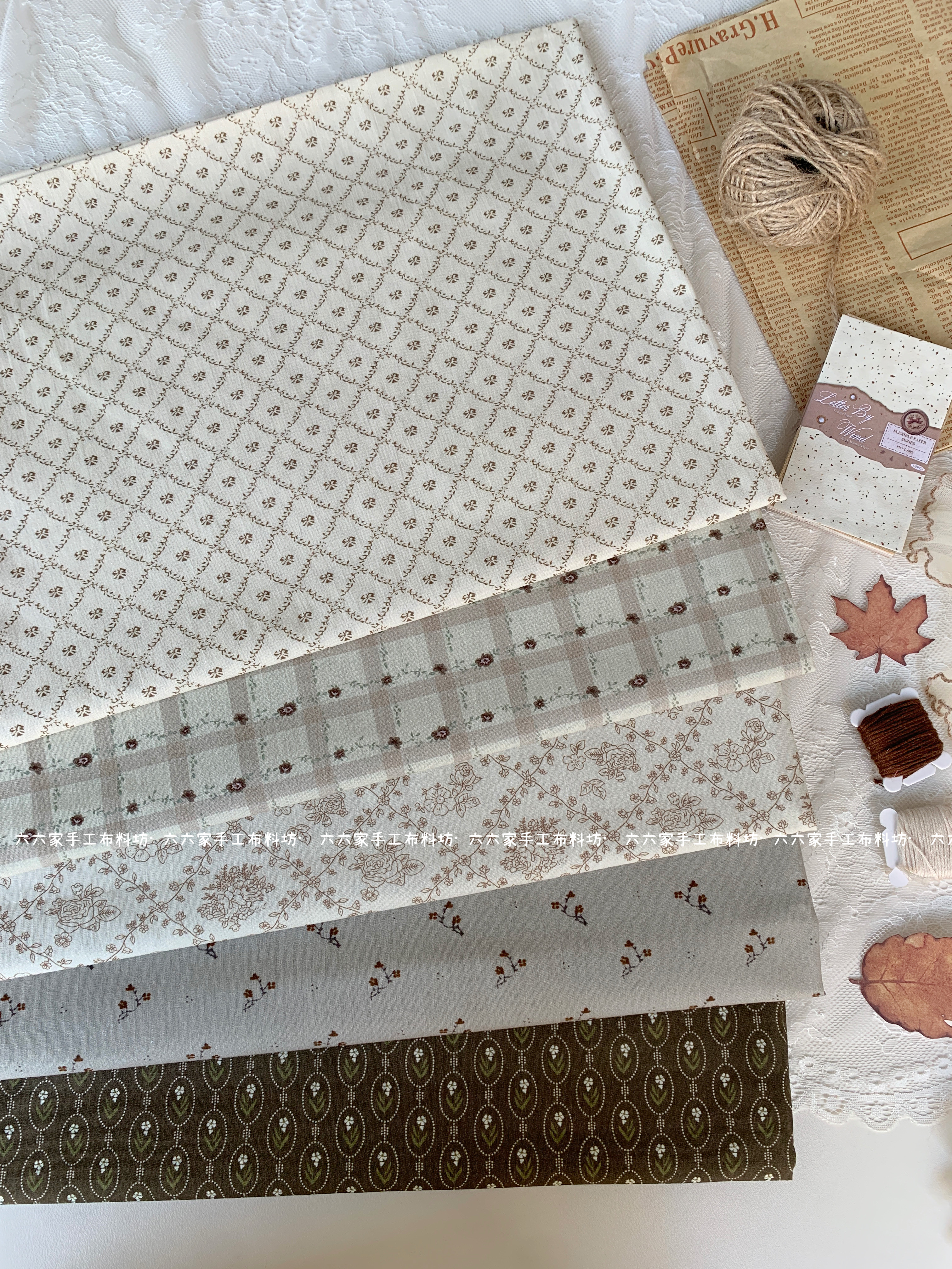 全棉40支印花布咖色系森系碎花格子花墙服装发饰包包发圈diy布料,居家布艺,海绵垫/布料/面料/手工diy,淘宝优惠券,粉丝福利购,淘宝优惠卷