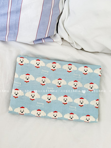 全棉双层纱布料可爱卡通小狗布料家居服睡裤发饰童装diy布料